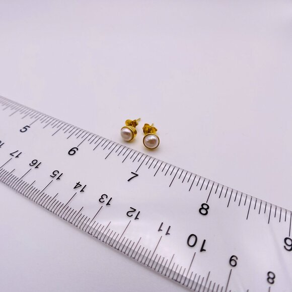 Gold Plated Pearl Earrings for Her - Picture 7 of 7